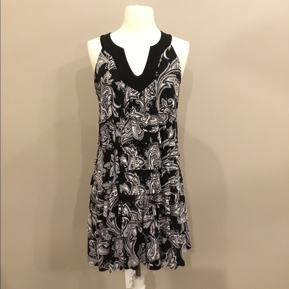WHBM Black and White Patterned Dress